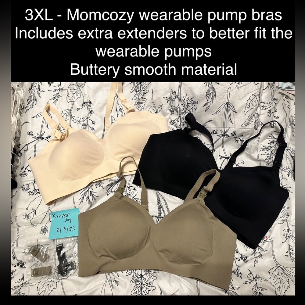 Momcozy I 3 Wearable Pumping Bras (Extended Front Clips) 3XL